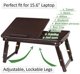 Brown Laptop Desk Foldable Breakfast Serving Bed
